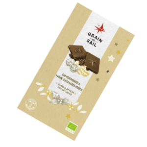 Dark chocolate bar with caramelized walnuts and candied ginger - 100G - ORGANIC