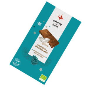 Christmas Milk chocolate bar with almonds and spices - 100G - ORGANIC
